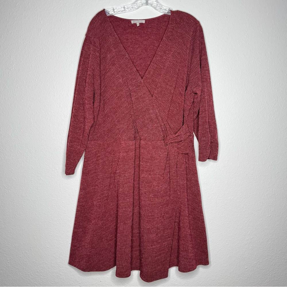 Skies Are Blue‎ Burgundy A Line Faux Wrap Short Dress Womens Size 2XL Stretch